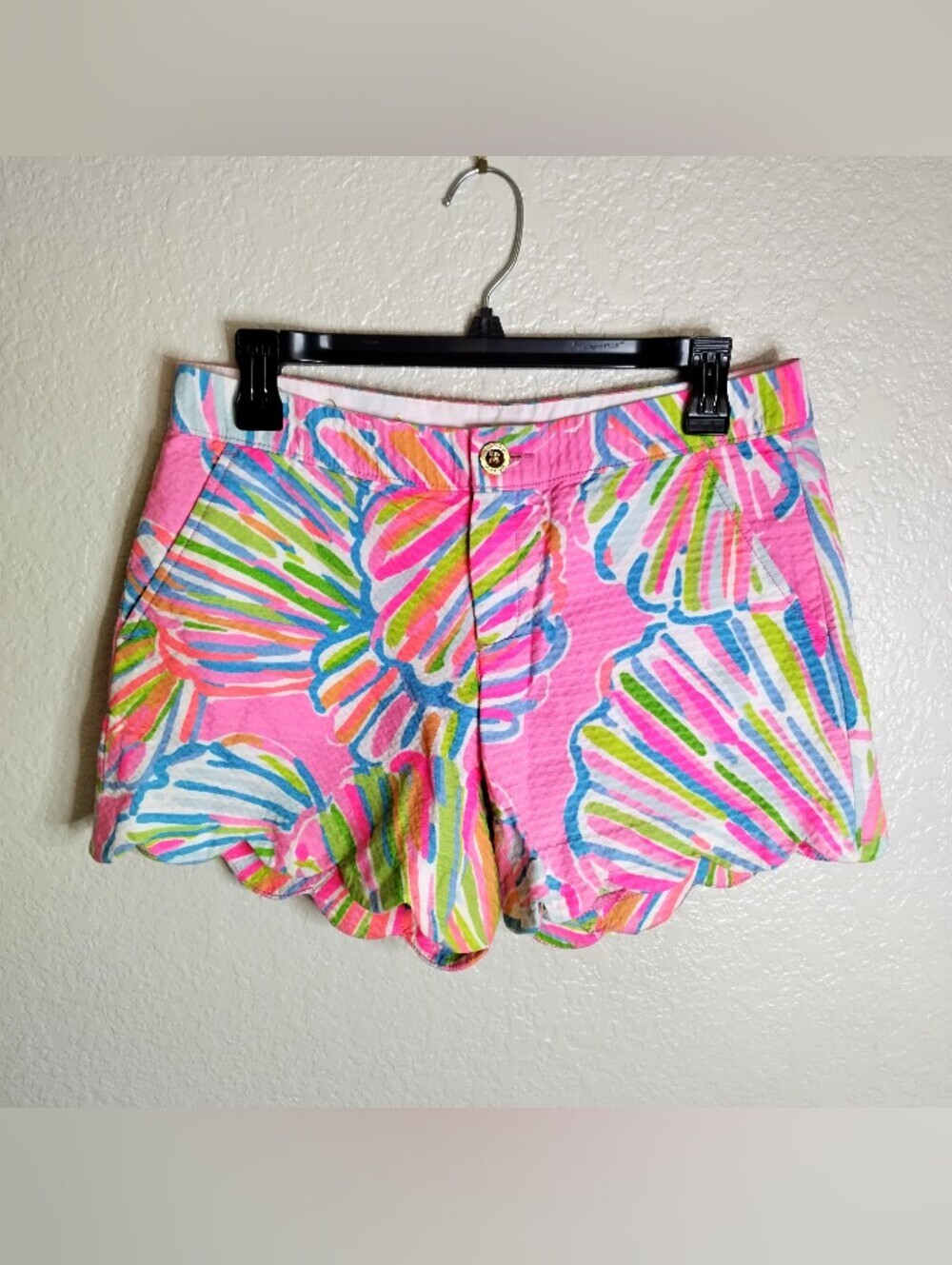 Lilly Pulitzer Buttercup Scalloped Shorts Shellabate Print Sz 2